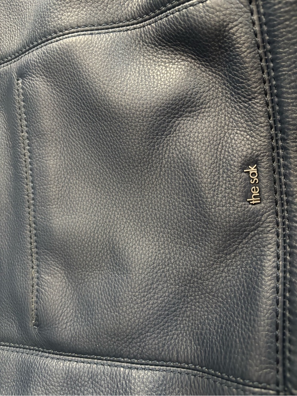 Classic Navy Leather Shoulder Bag - by The Sak -Women - Picture 6 of 8